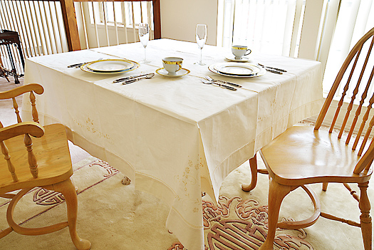 Edinburgh Square Hemstitch Tablecloth 70"SQ. Pearled Ivory - Click Image to Close